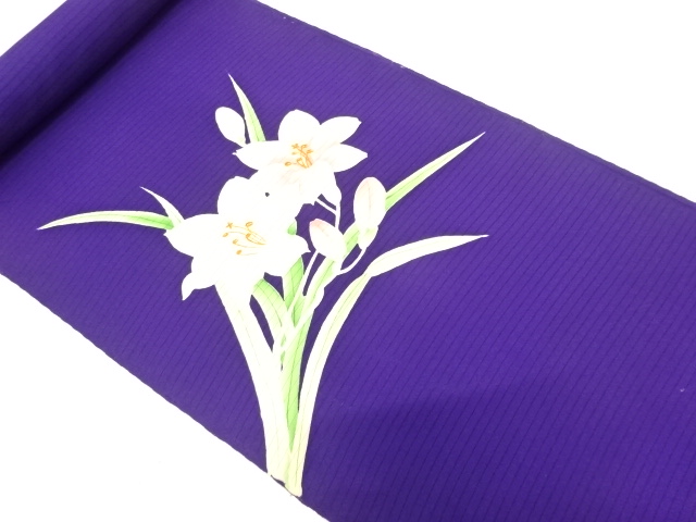 JAPANESE KIMONO / ANTIQUE BOLT FOR NAGOYA OBI FOR SUMMER / SILK / LILY